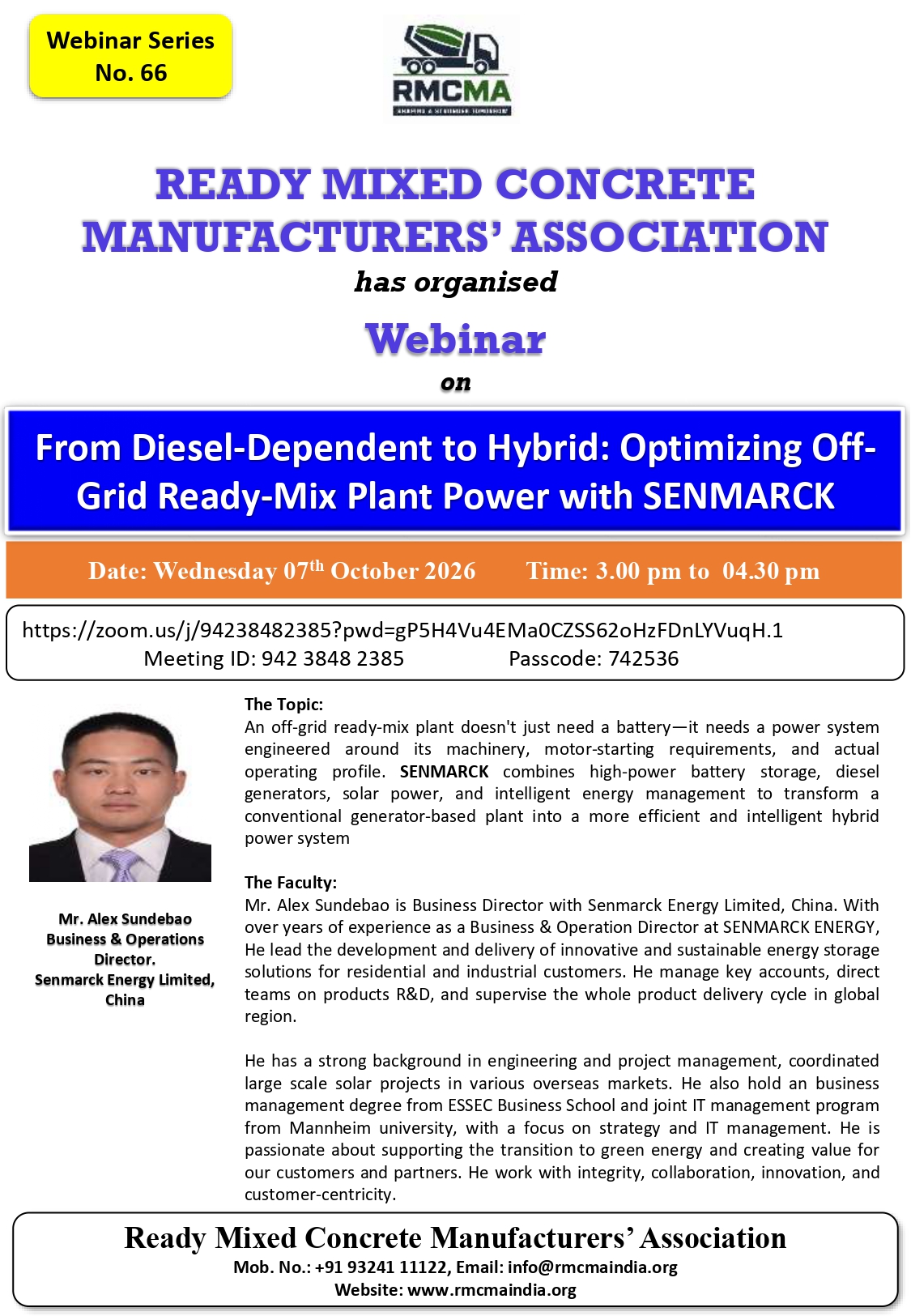 Webinar on From Diesel-Dependent to Hybrid: Optimizing Off-Grid Ready-Mix Plant Power with SENMARCK
